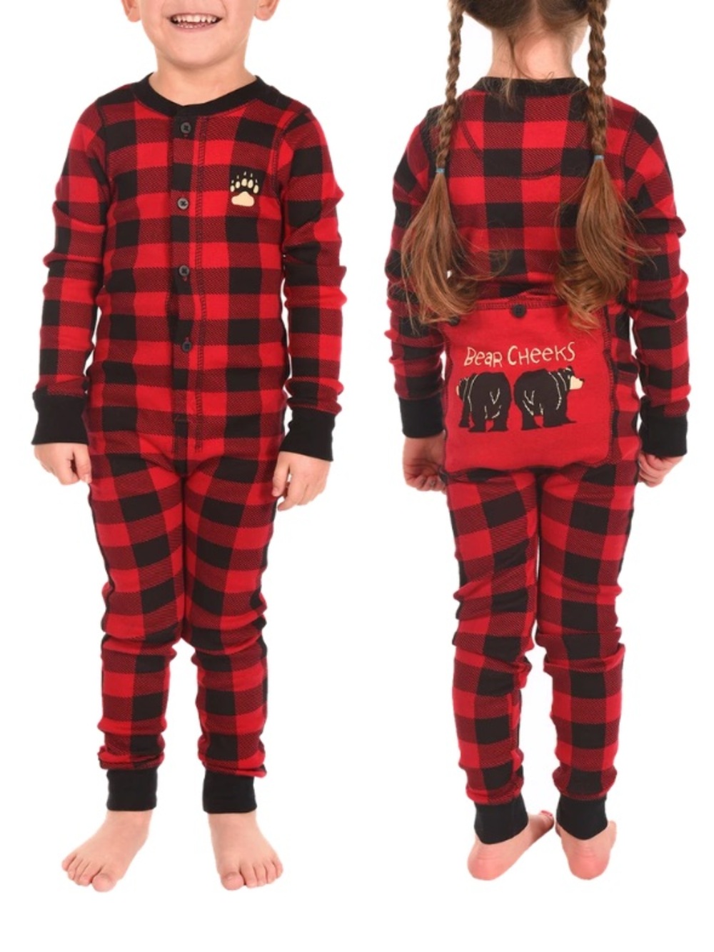 THE LAZY ONE Bear Cheeks Flapjack Onesie Christmas Buffalo Check Sleeper